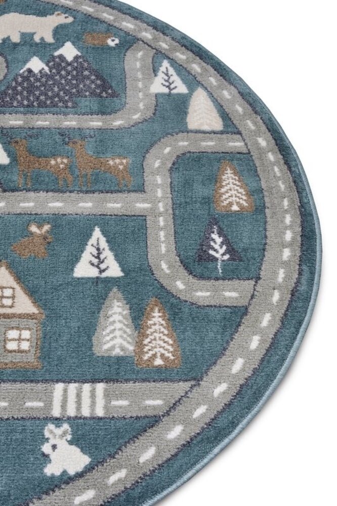 Rund Kinderteppich - Adventures Streets Grün/grau Rund Kinderteppich - Adventures Streets Grün/grau