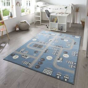 Kinderteppich - Adventures City Design Blau Kinderteppich - Adventures City Design Blau