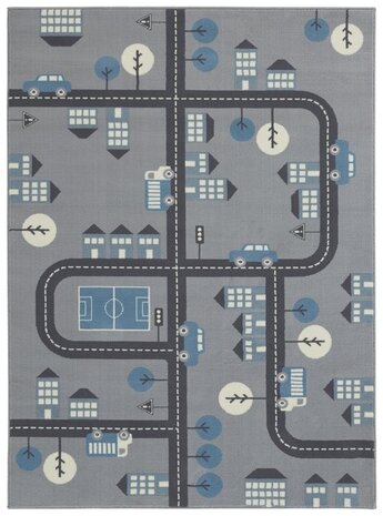 Kinderteppich - Adventures City Design Grau/blau Kinderteppich - Adventures City Design Grau/blau