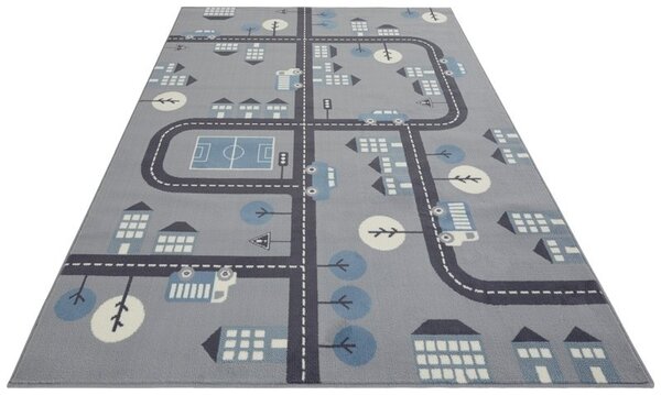 Kinderteppich - Adventures City Design Grau/blau Kinderteppich - Adventures City Design Grau/blau