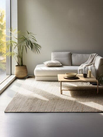 Jute-Wolle-Baumwolle-Teppich - Dhaka Taupe Jute-Wolle-Baumwolle-Teppich - Dhaka Taupe