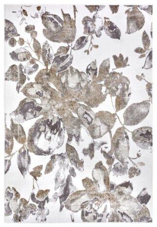 Blumenteppich - Shine Weiß/grau/braun Blumenteppich - Shine Weiß/grau/braun