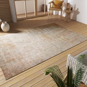 Abstrakter Teppich für In & Outdoor - Giza Creme/rot Abstrakter Teppich für In & Outdoor - Giza Creme/rot