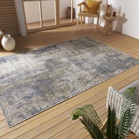 Abstrakter Teppich In & Outdoor - Giza Creme/blau Abstrakter Teppich In & Outdoor - Giza Creme/blau