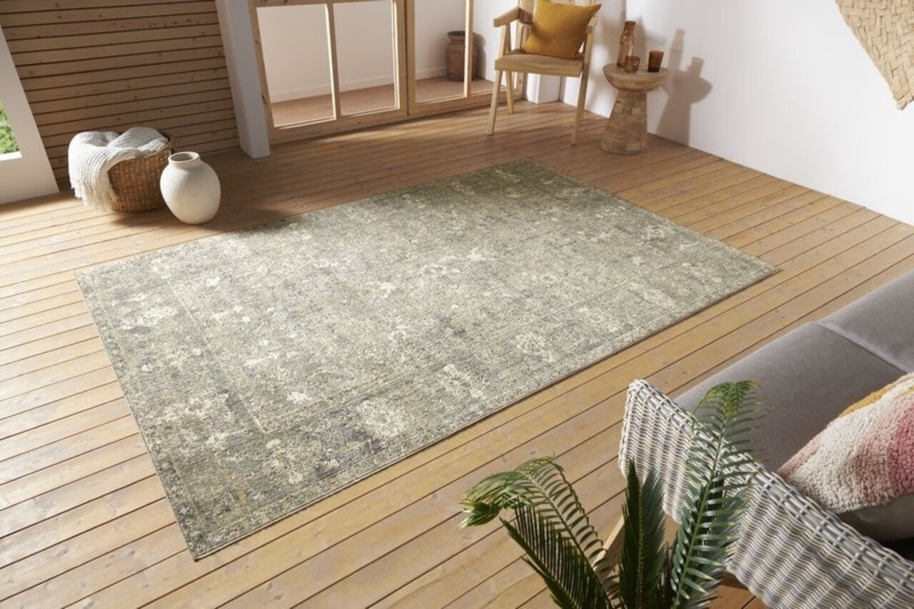 Vintage -Teppich In & Outdoor - Luxor Schwarz/crème