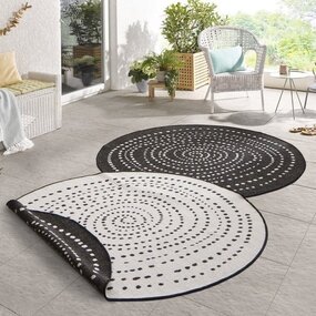 Rund Teppich In & Outdoor - Bali Reversible Schwarz / Creme Rund Teppich In & Outdoor - Bali Reversible Schwarz / Creme