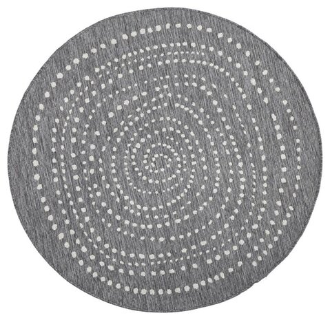 Rund Teppich In & Outdoor - Bali Grau/creme Reversible