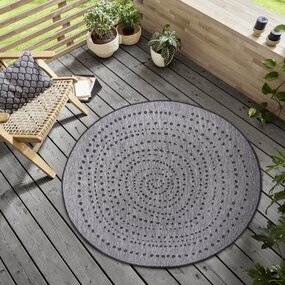 Rund Teppich In & Outdoor - Bali Grau/schwarz Reversible Rund Teppich In & Outdoor - Bali Grau/schwarz Reversible
