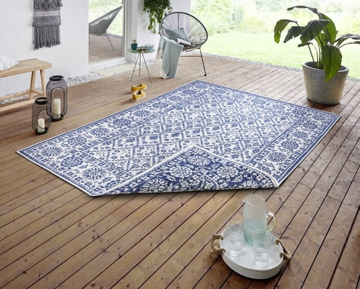 Teppich In & Outdoor - Curacao Blau/creme Reversible Teppich In & Outdoor - Curacao Blau/creme Reversible