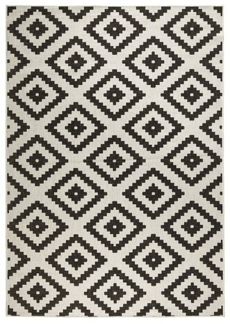 Wendeteppich In & Outdoor - Malta Schwarz/creme