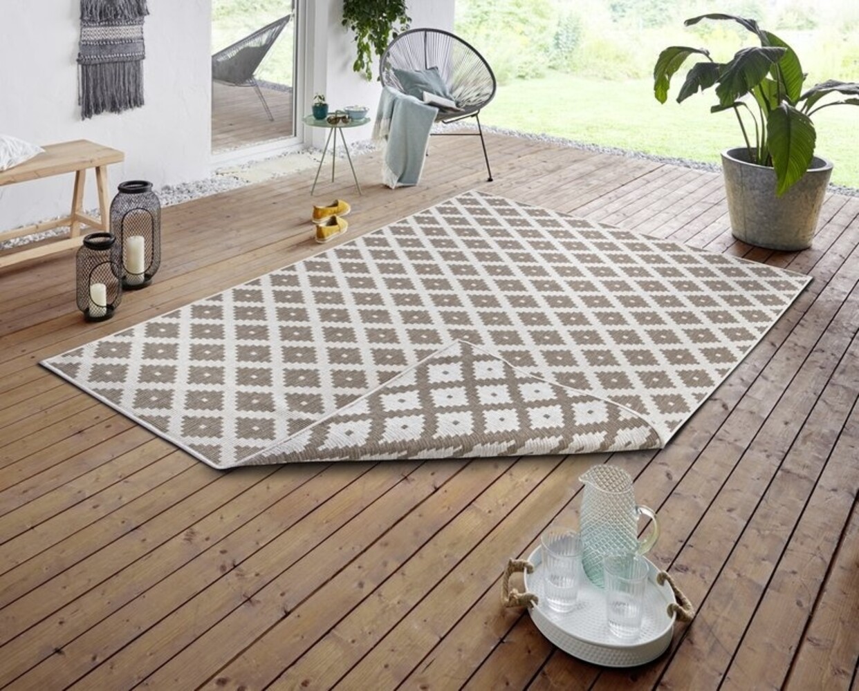 Wendeteppich In & Outdoor - Nizza Beige/crème