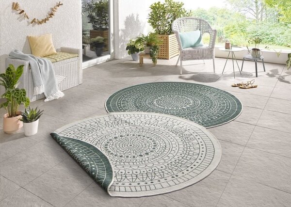 Runde Teppiche In & Outdoor Reversible - Porto Grün/creme