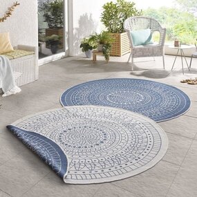 Runde Teppiche In & Outdoor Reversible - Porto Blau/creme Runde Teppiche In & Outdoor Reversible - Porto Blau/creme