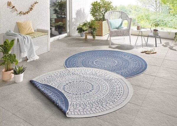 Runde Teppiche In & Outdoor Reversible - Porto Blau/creme Runde Teppiche In & Outdoor Reversible - Porto Blau/creme