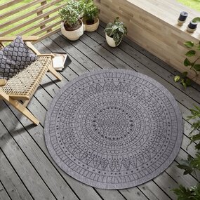 Runde Teppiche In & Outdoor Wendeteppiche - Porto Grau/anthrazit Runde Teppiche In & Outdoor Wendeteppiche - Porto Grau/anthrazit