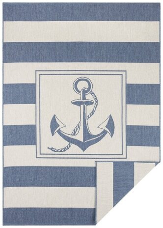 Wendbare Teppiche In & Outdoor - Gandara Anchor Blau/crème Wendbare Teppiche In & Outdoor - Gandara Anchor Blau/crème