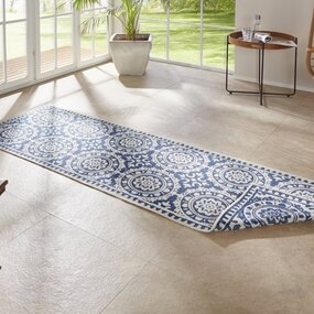 Teppichläufer für In & Outdoor - Jardin Blau/crème Teppichläufer für In & Outdoor - Jardin Blau/crème