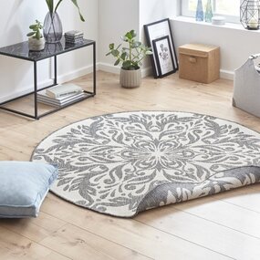 Runde Teppiche In & Outdoor Reversibel - Madrid Grau/creme Runde Teppiche In & Outdoor Reversibel - Madrid Grau/creme