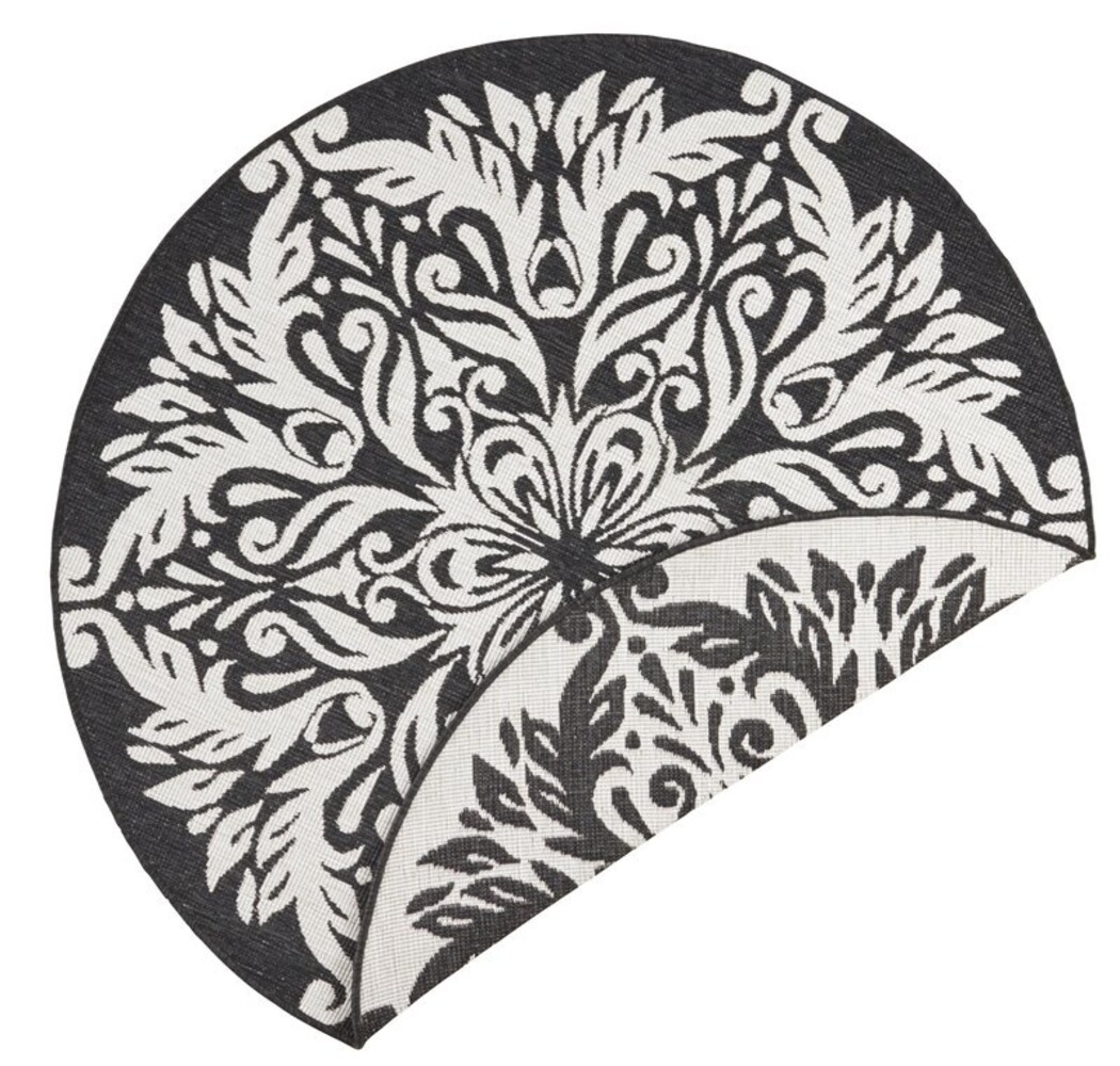 Runde Teppiche In & Outdoor Reversible - Madrid Schwarz/creme Runde Teppiche In & Outdoor Reversible - Madrid Schwarz/creme