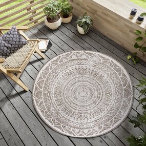 Runde Teppiche In & Outdoor Reversible - Siruma Beige/crème Runde Teppiche In & Outdoor Reversible - Siruma Beige/crème