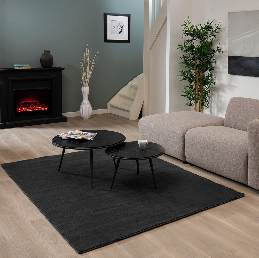 Waschbarer Teppich - Malaga Schwarz Waschbarer Teppich - Malaga Schwarz