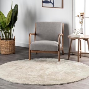 Waschbarer Teppich Solid- Rund - Creme Waschbarer Teppich Solid- Rund - Creme