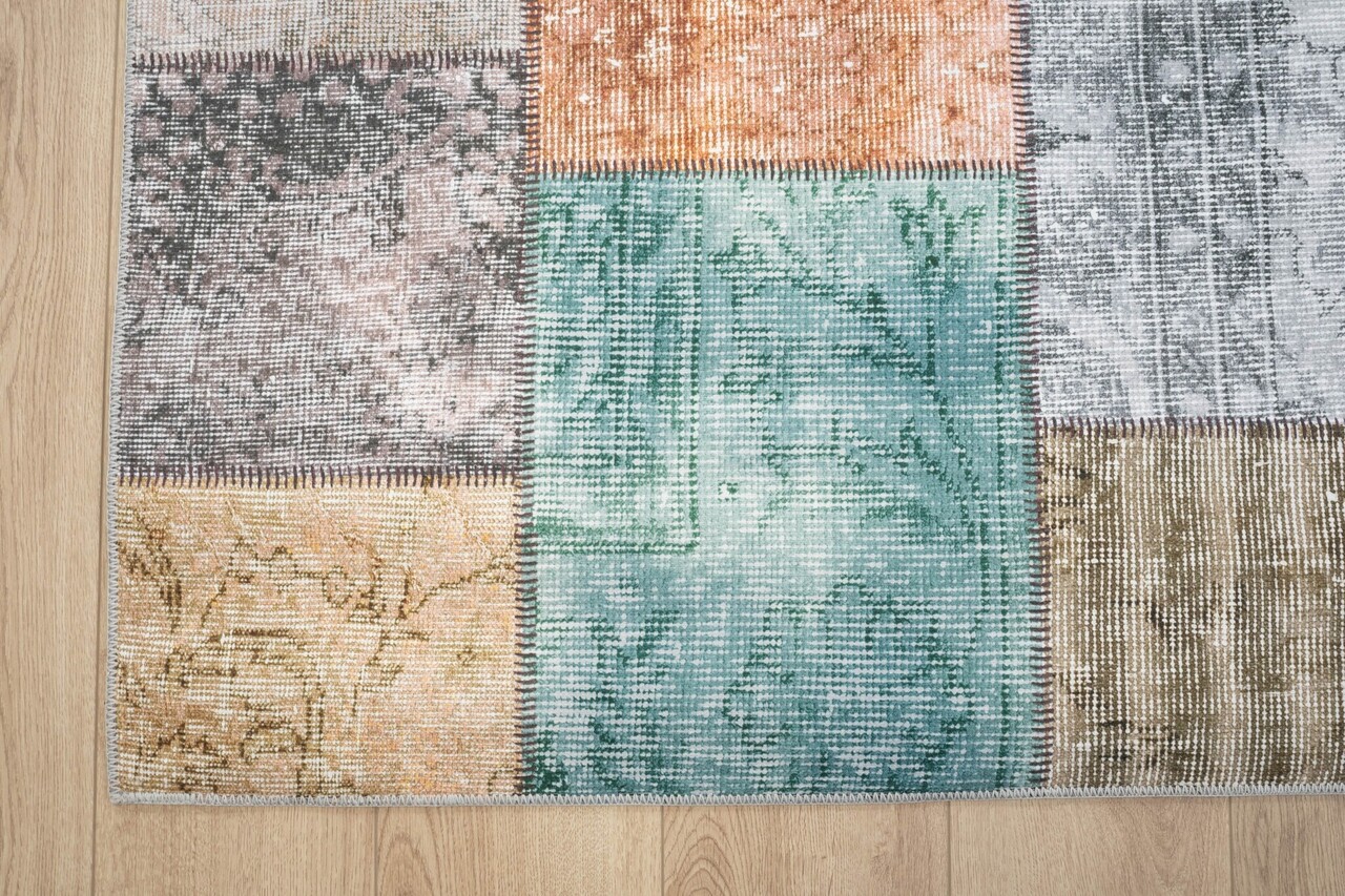 Patchwork Teppich - Burano Vintage Multi/Grün/Orange Patchwork Teppich - Burano Vintage Multi/Grün/Orange