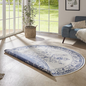 Runde In & Outdoor Reversibel - Borbon Blau/creme Runde In & Outdoor Reversibel - Borbon Blau/creme