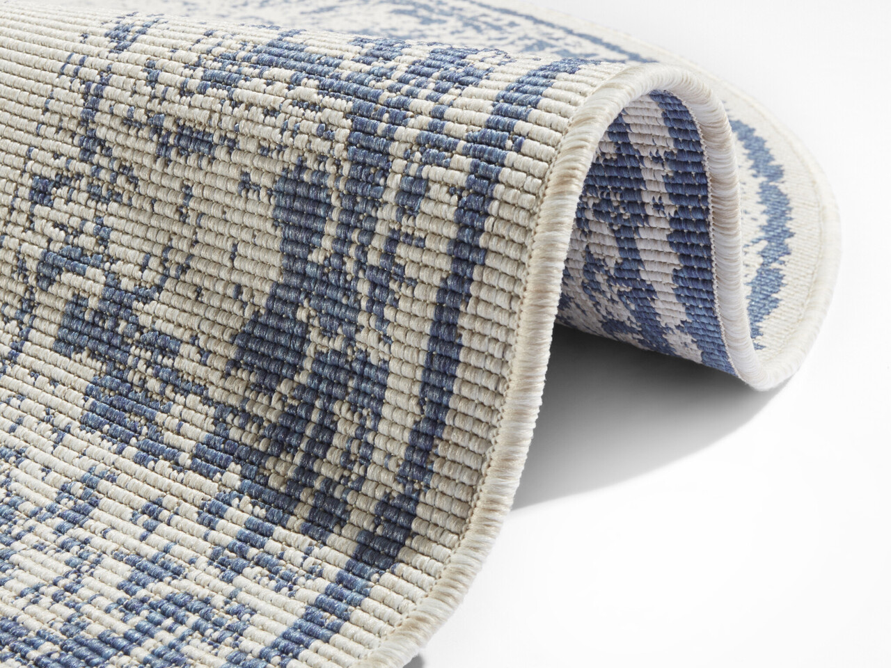 Runde In & Outdoor Reversibel - Borbon Blau/creme Runde In & Outdoor Reversibel - Borbon Blau/creme