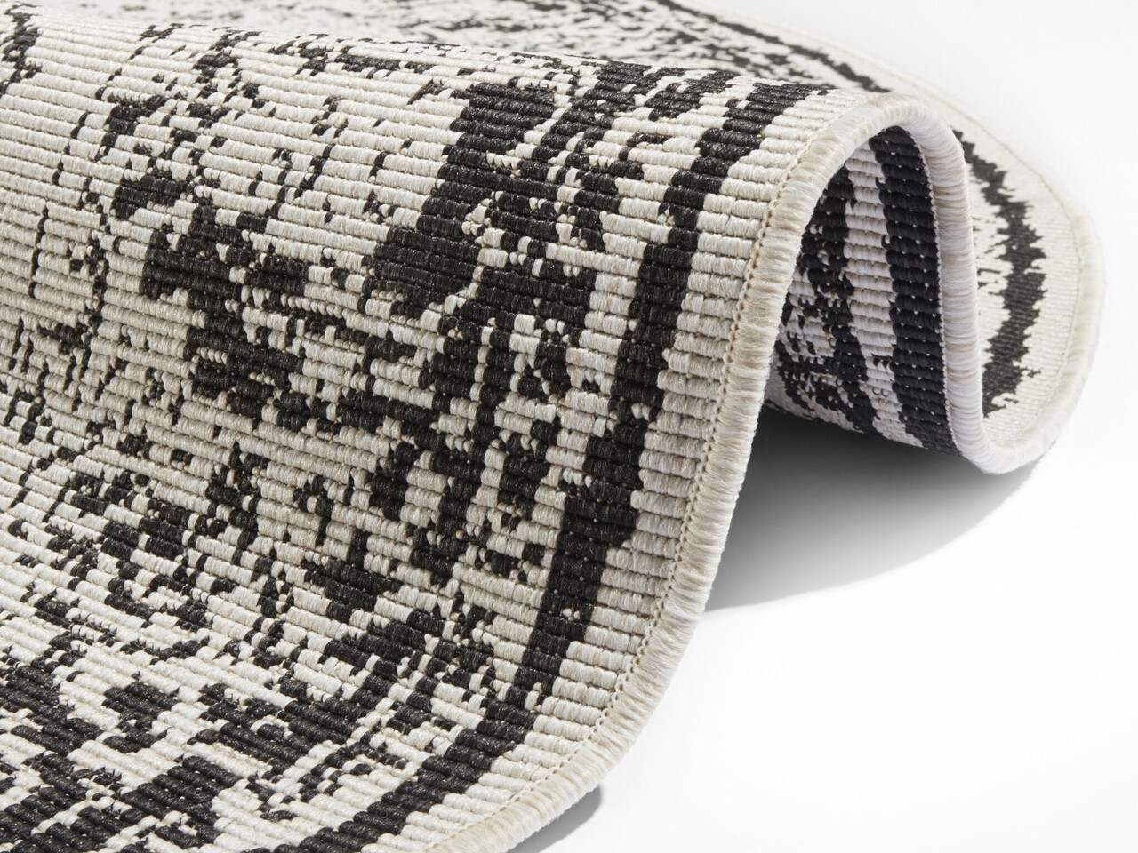 Runde In & Outdoor Reversibel - Borbon Schwarz/crème Runde In & Outdoor Reversibel - Borbon Schwarz/crème