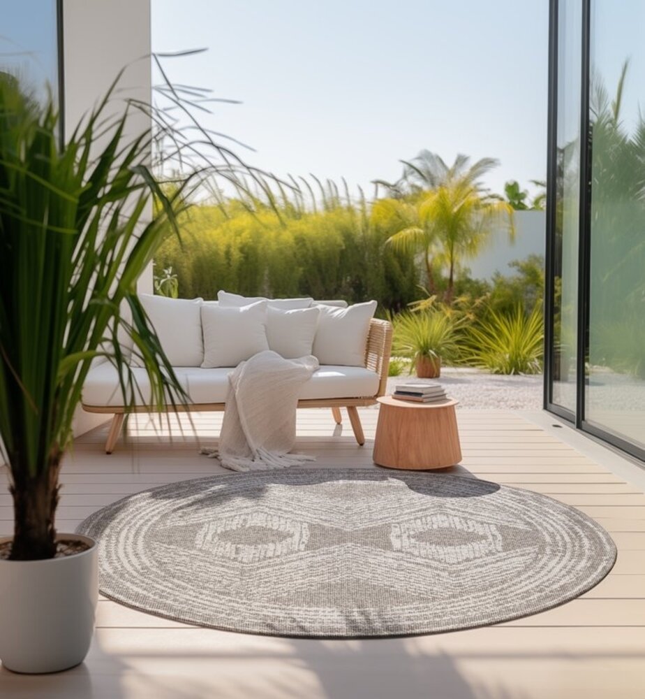 Rund Wendeteppich In & Outdoor - Gemini Nordic Beige/crème