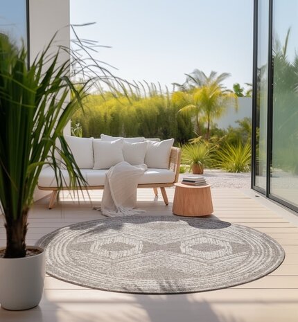 Rund Wendeteppich In & Outdoor - Gemini Nordic Beige/crème