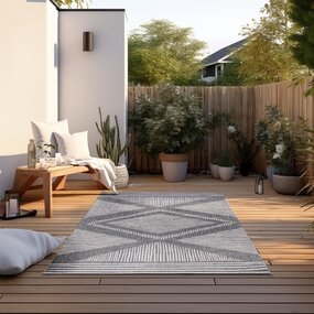 Elle Decoration - Teppich In & Outdoor - Wendbar - Rhombus - Silber Elle Decoration - Teppich In & Outdoor - Wendbar - Rhombus - Silber