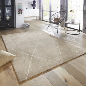Elle Decoration - Modern Designteppich - Niederflor - Kariert - Beige Elle Decoration - Modern Designteppich - Niederflor - Kariert - Beige