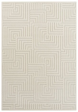 Elle Decoration - Modern Designteppich - Weicher Kurzflor - 3D-Effekt - Creme Elle Decoration - Modern Designteppich - Weicher Kurzflor - 3D-Effekt - Creme