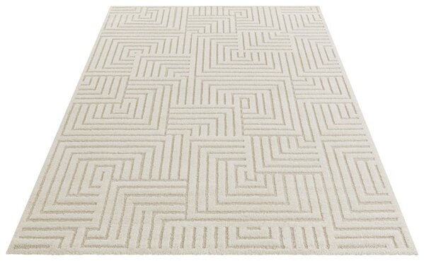 Elle Decoration - Modern Designteppich - Weicher Kurzflor - 3D-Effekt - Creme Elle Decoration - Modern Designteppich - Weicher Kurzflor - 3D-Effekt - Creme