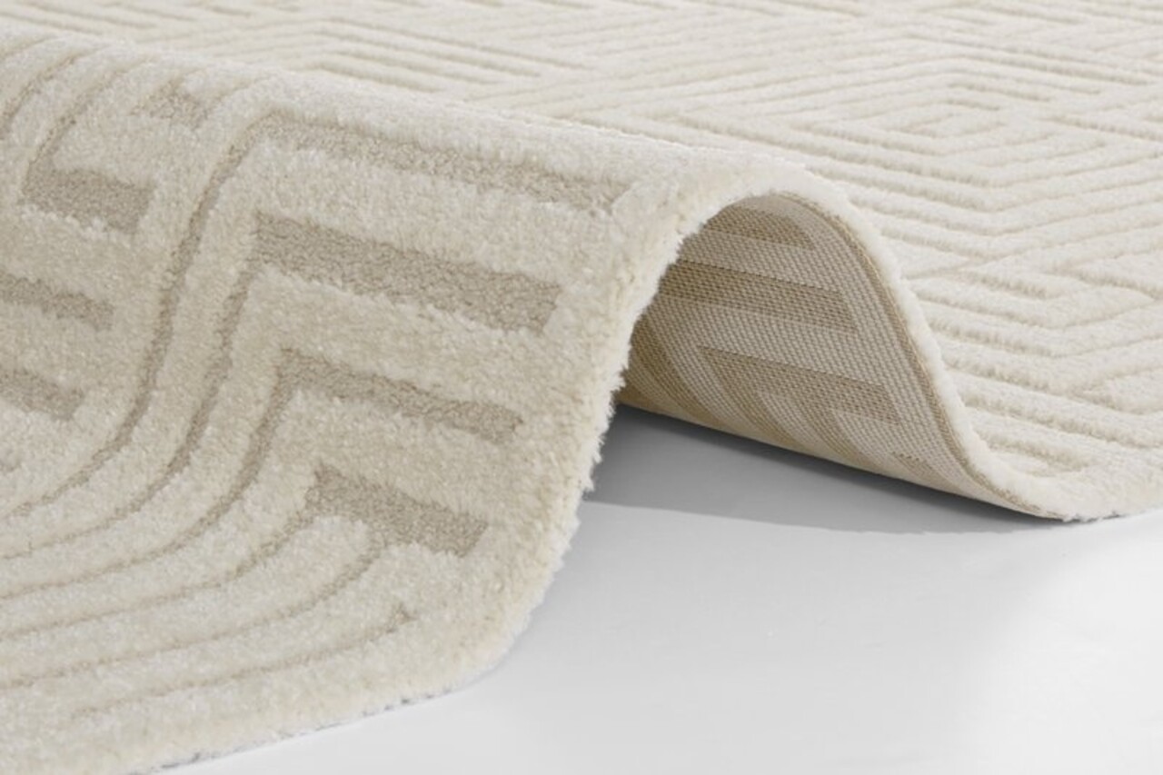 Elle Decoration - Modern Designteppich - Weicher Kurzflor - 3D-Effekt - Creme Elle Decoration - Modern Designteppich - Weicher Kurzflor - 3D-Effekt - Creme