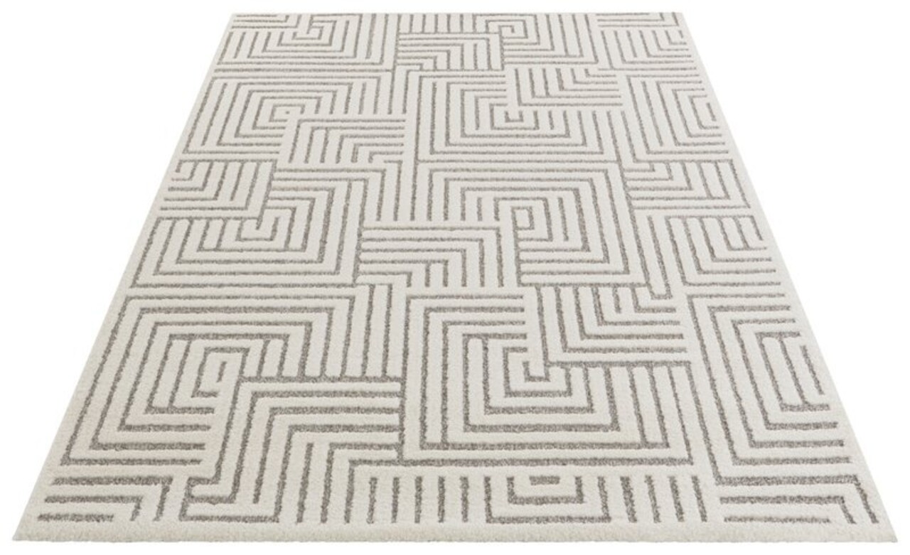 Elle Decoration - Modern Designteppich - Weicher Kurzflor - 3D Effekt - Creme / Grau