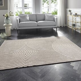 Elle Decoration - Modern Designteppich - Weicher Niederflor - 3D-Effekt - Creme / Beige Elle Decoration - Modern Designteppich - Weicher Niederflor - 3D-Effekt - Creme / Beige