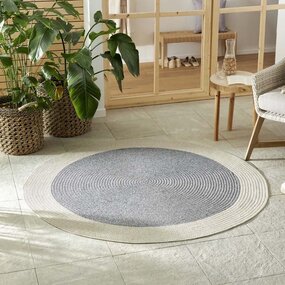 Rund Teppich In & Outdoor - Trenzado Grau/creme Rund Teppich In & Outdoor - Trenzado Grau/creme