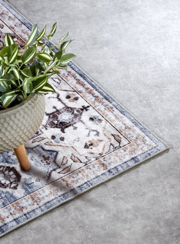 Vintage Teppich - Asya Blau/Kupfer