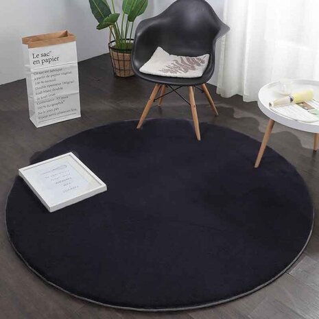 Flauschiger Teppich - Unifarbener Hochflor Superweich - Schwarz Flauschiger Teppich - Unifarbener Hochflor Superweich - Schwarz