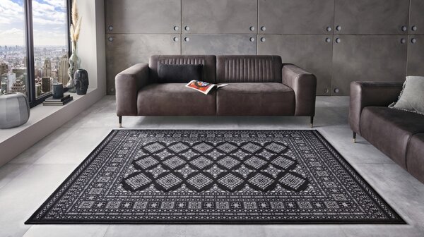 Klassischer Teppich - Kurzflor - Buchara - Schwarz