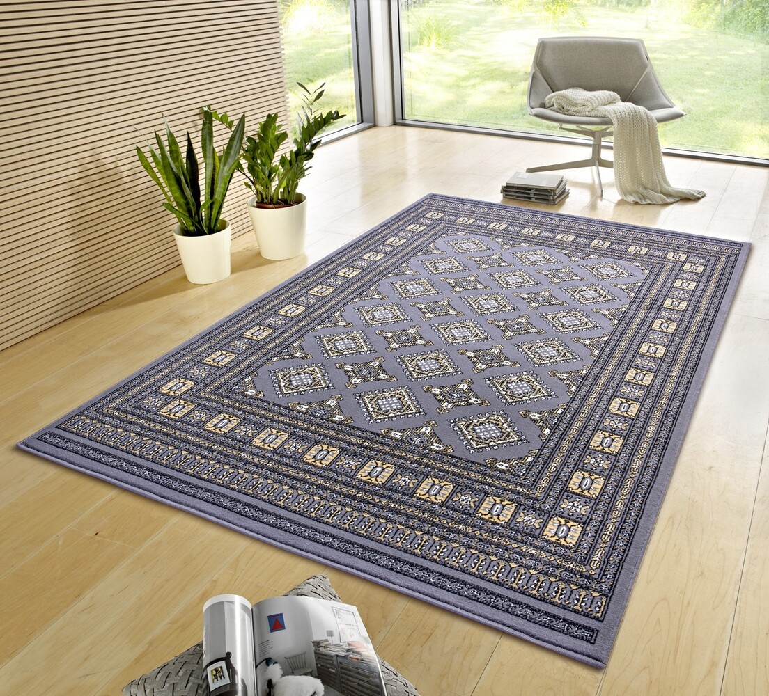 Klassischer Teppich - Kurzflor - Buchara - Mirkan Grau