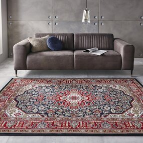 Klassischer Teppich - Kurzflor - Isfahan - Marineblau Klassischer Teppich - Kurzflor - Isfahan - Marineblau