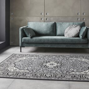 Klassischer Teppich - Kurzflor - Isfahan - DunkelGrau Klassischer Teppich - Kurzflor - Isfahan - DunkelGrau