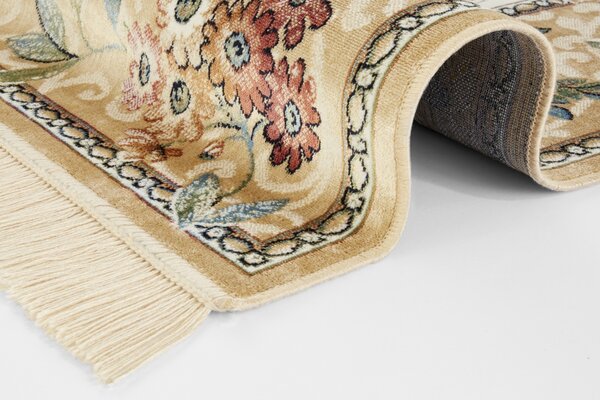 Klassischer Vintage -Teppich - Kurzflor - Naveh - Fransen - Creme / Multi Klassischer Vintage -Teppich - Kurzflor - Naveh - Fransen - Creme / Multi