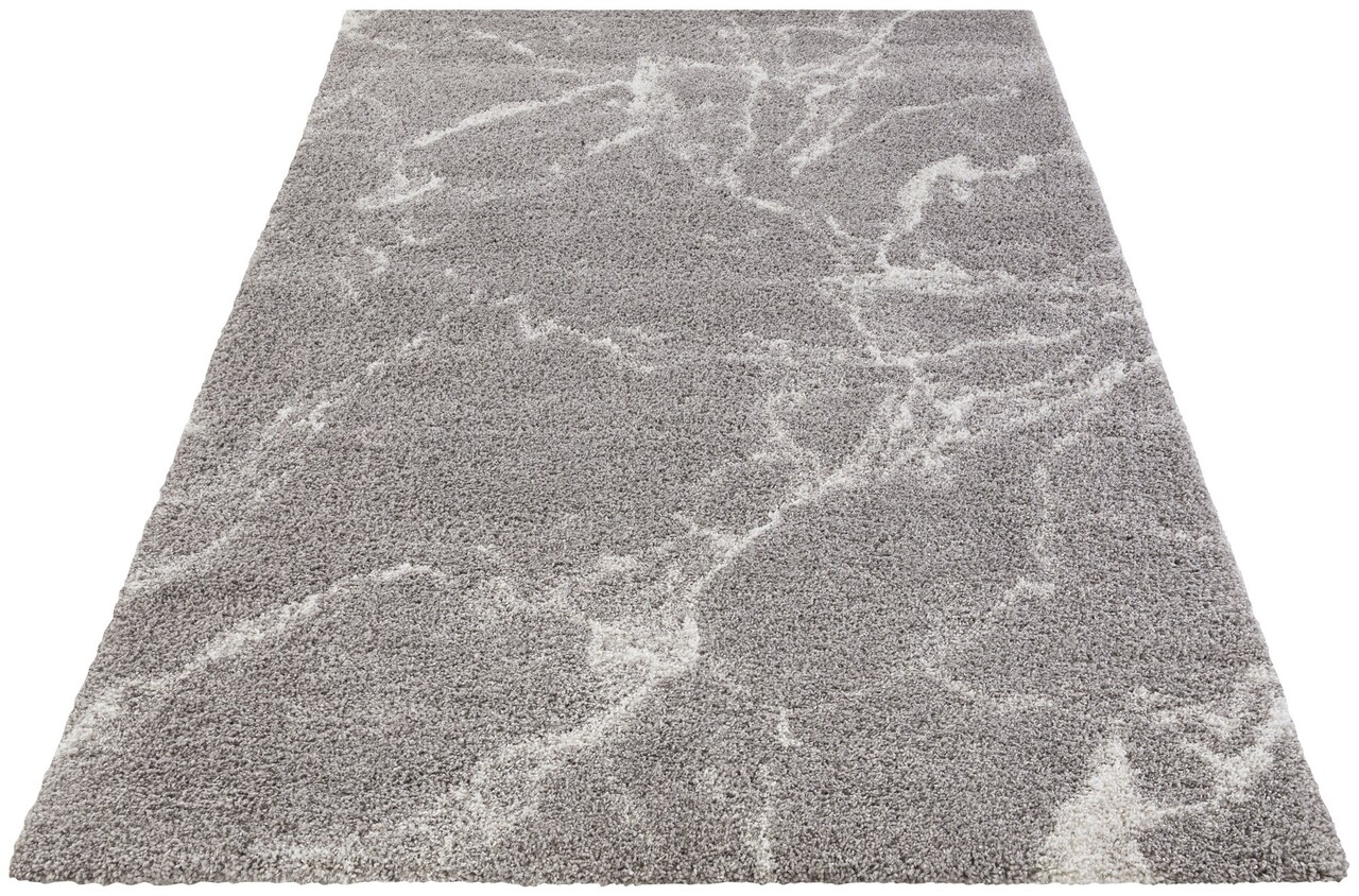 Hochflorteppich - Marmor Design - Grau / Creme Hochflorteppich - Marmor Design - Grau / Creme