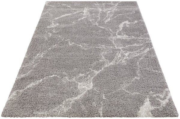 Hochflorteppich - Marmor Design - Grau / Creme Hochflorteppich - Marmor Design - Grau / Creme