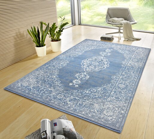 Vintage Teppich - Gloria Medaillon Blau Vintage Teppich - Gloria Medaillon Blau